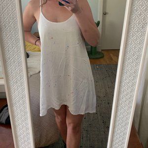 Very J All-Over Paint Splatter White Dress Sz L